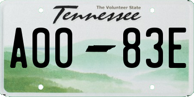 TN license plate A0083E