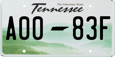 TN license plate A0083F