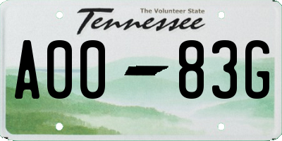 TN license plate A0083G