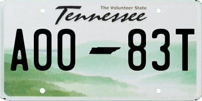 TN license plate A0083T