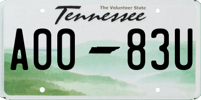 TN license plate A0083U