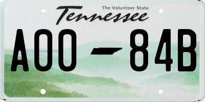 TN license plate A0084B