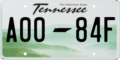 TN license plate A0084F