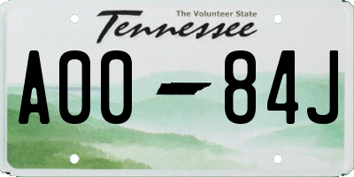 TN license plate A0084J
