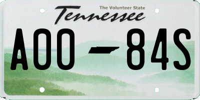 TN license plate A0084S