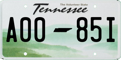 TN license plate A0085I