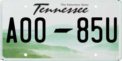 TN license plate A0085U