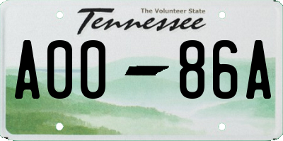 TN license plate A0086A