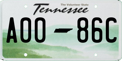 TN license plate A0086C