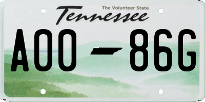 TN license plate A0086G
