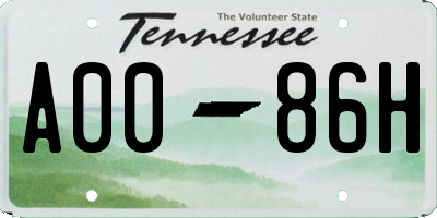 TN license plate A0086H