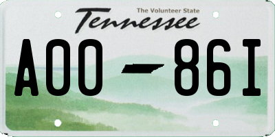 TN license plate A0086I