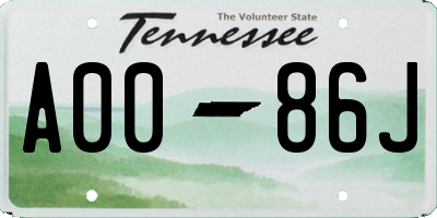 TN license plate A0086J