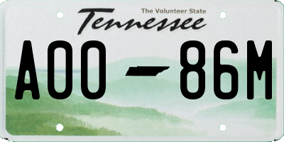 TN license plate A0086M