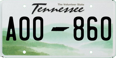 TN license plate A0086O