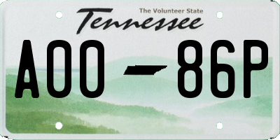 TN license plate A0086P