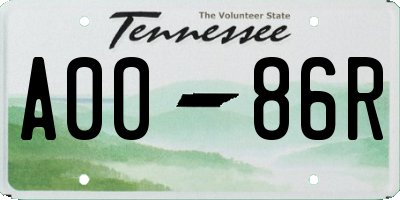 TN license plate A0086R