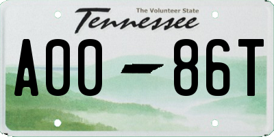 TN license plate A0086T