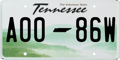 TN license plate A0086W