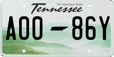 TN license plate A0086Y