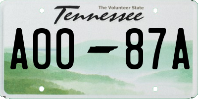 TN license plate A0087A