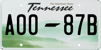 TN license plate A0087B