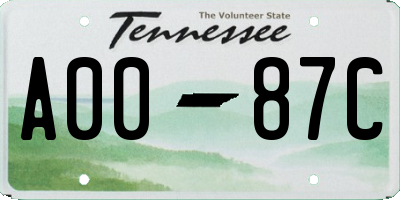 TN license plate A0087C