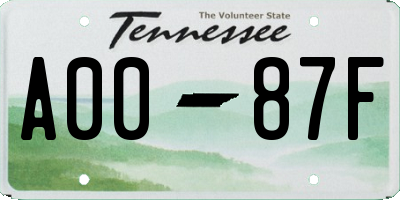 TN license plate A0087F
