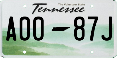 TN license plate A0087J