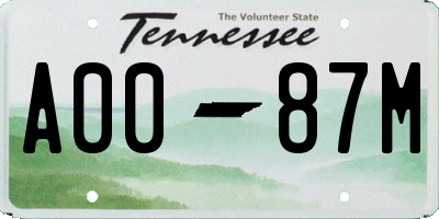 TN license plate A0087M