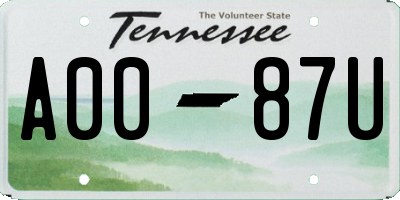 TN license plate A0087U