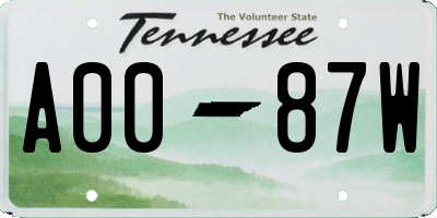 TN license plate A0087W