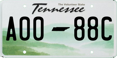 TN license plate A0088C