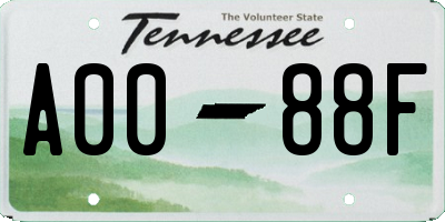 TN license plate A0088F