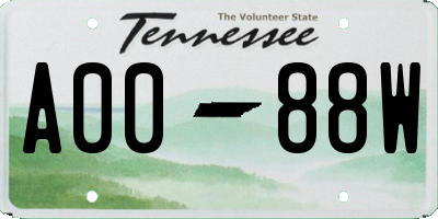 TN license plate A0088W