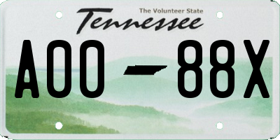 TN license plate A0088X