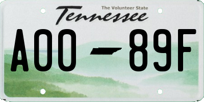 TN license plate A0089F