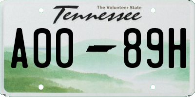 TN license plate A0089H