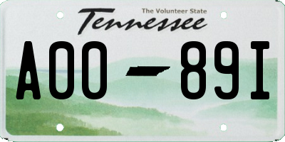 TN license plate A0089I