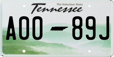 TN license plate A0089J