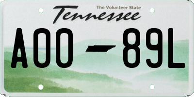 TN license plate A0089L