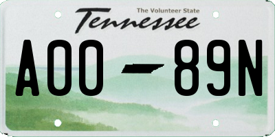 TN license plate A0089N