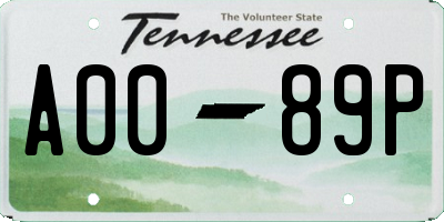 TN license plate A0089P