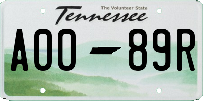 TN license plate A0089R