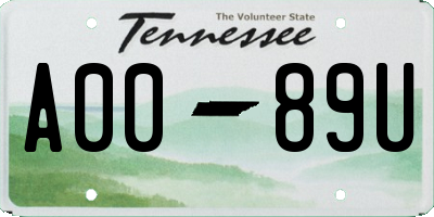 TN license plate A0089U