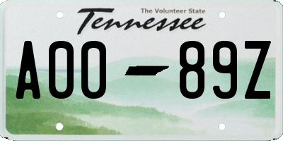 TN license plate A0089Z