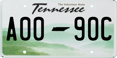 TN license plate A0090C