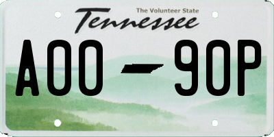 TN license plate A0090P