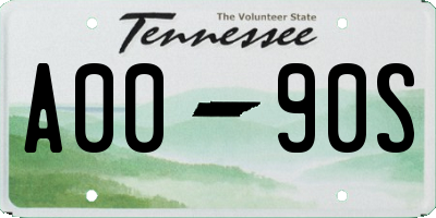 TN license plate A0090S