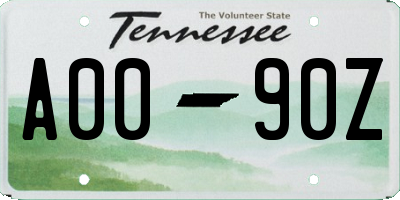 TN license plate A0090Z